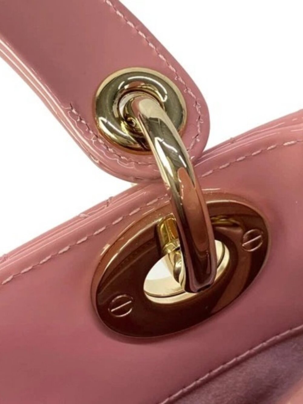 DIOR/ChristianDior Lady Dior Mini Bag Pink Patent Leather Handbag - Picture 10 of 16